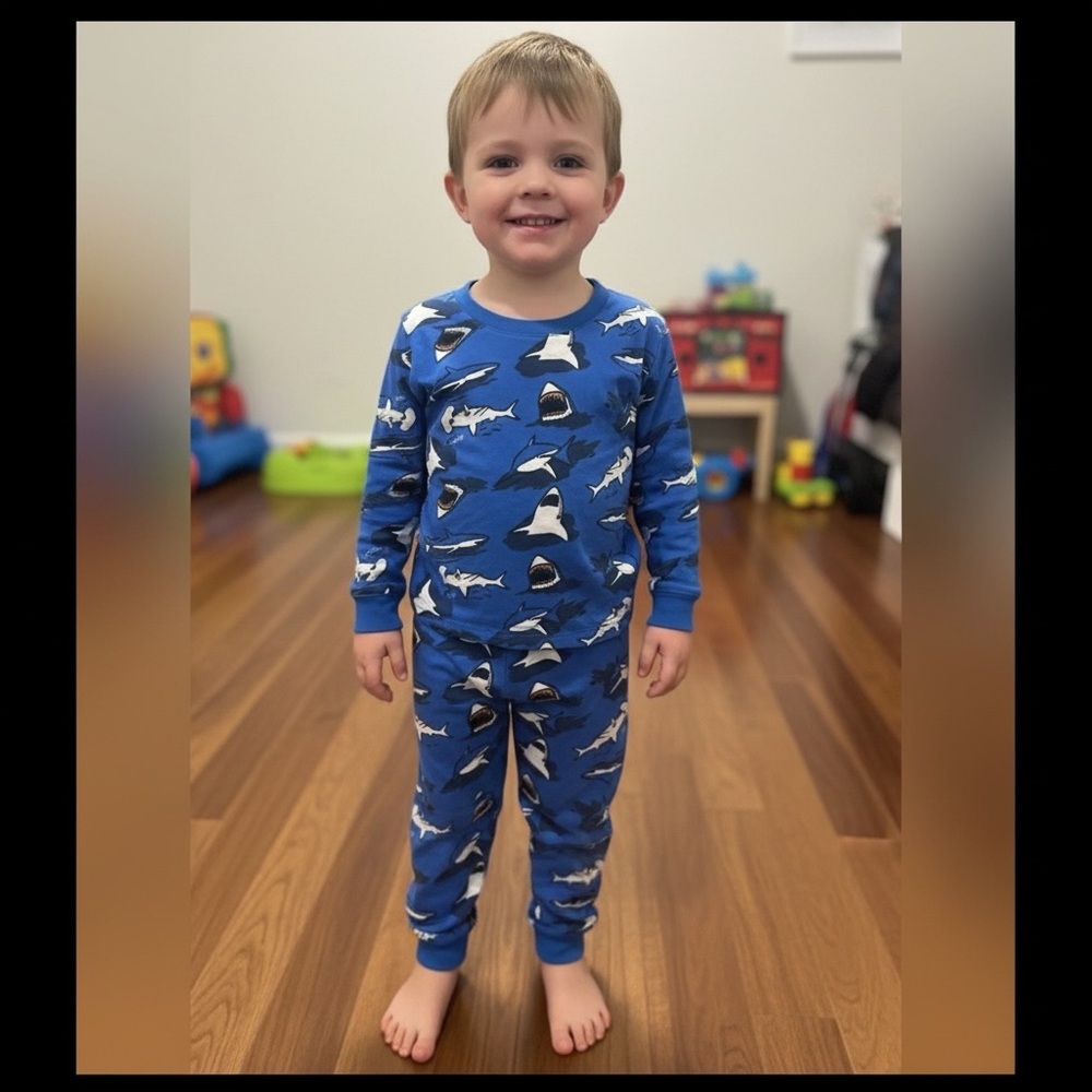 Blue Penguin Pattern Suspenders with Metal Clips